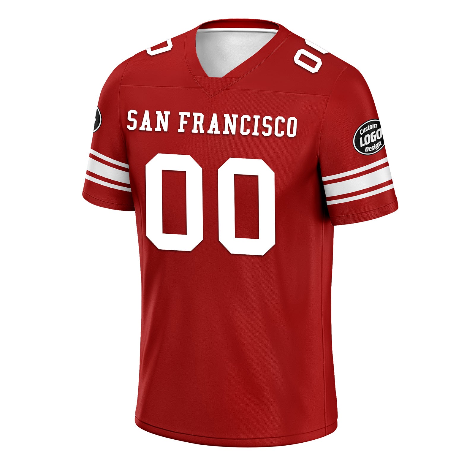 Custom Red White San Francisco Personalized Authentic Football Jersey FBJ02-D020256-13