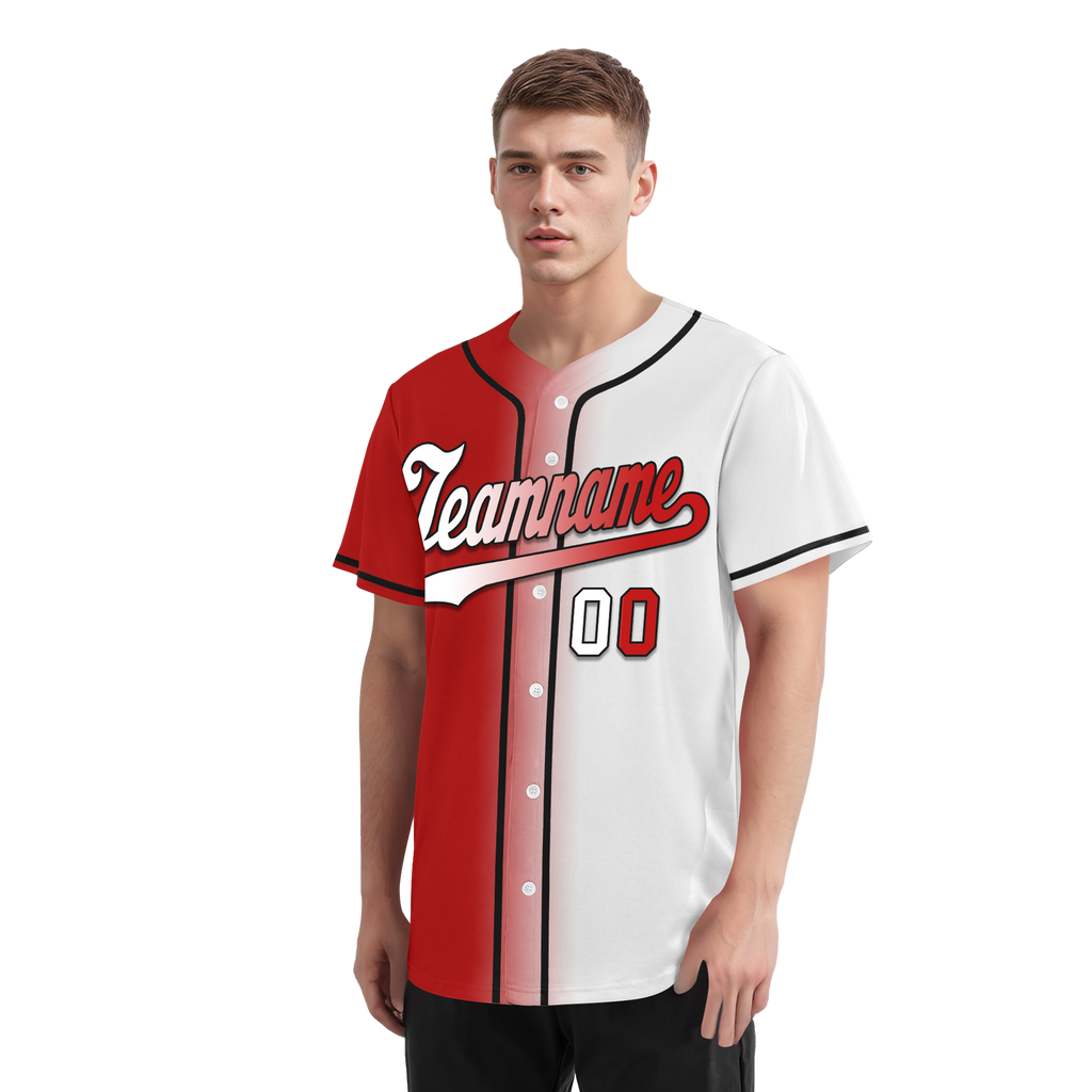 Custom Red White Gradient Fashion Personalized Authentic Baseball Jersey BSBJ01-D0a7aa9