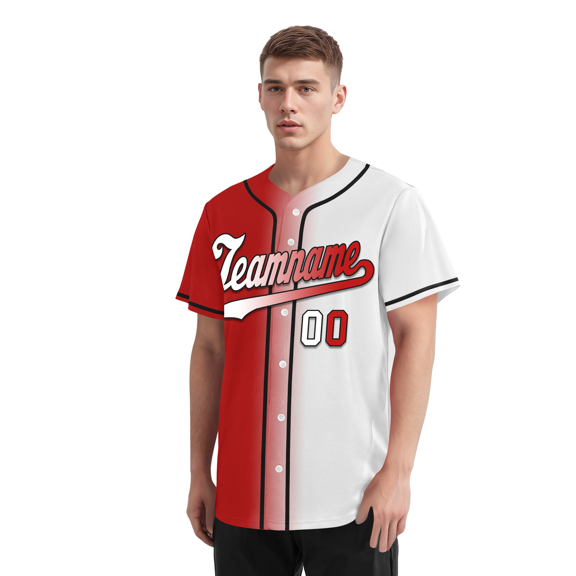 Custom Red White Gradient Fashion Personalized Authentic Baseball Jersey BSBJ01-D0a7aa9