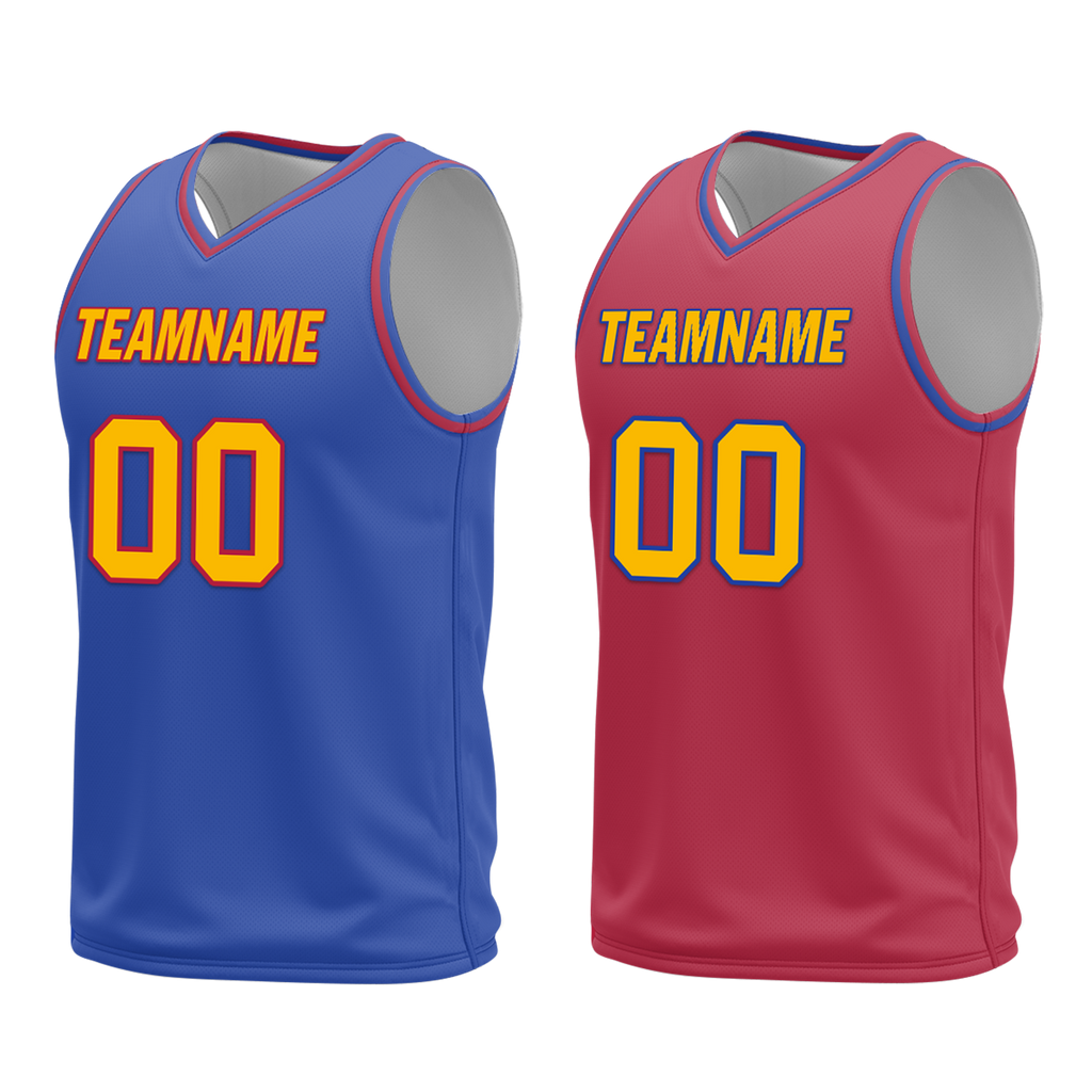 Custom Blue Red Classic Style Reversible Basketball Uniform Personalized Ordinary BBJR-D017029