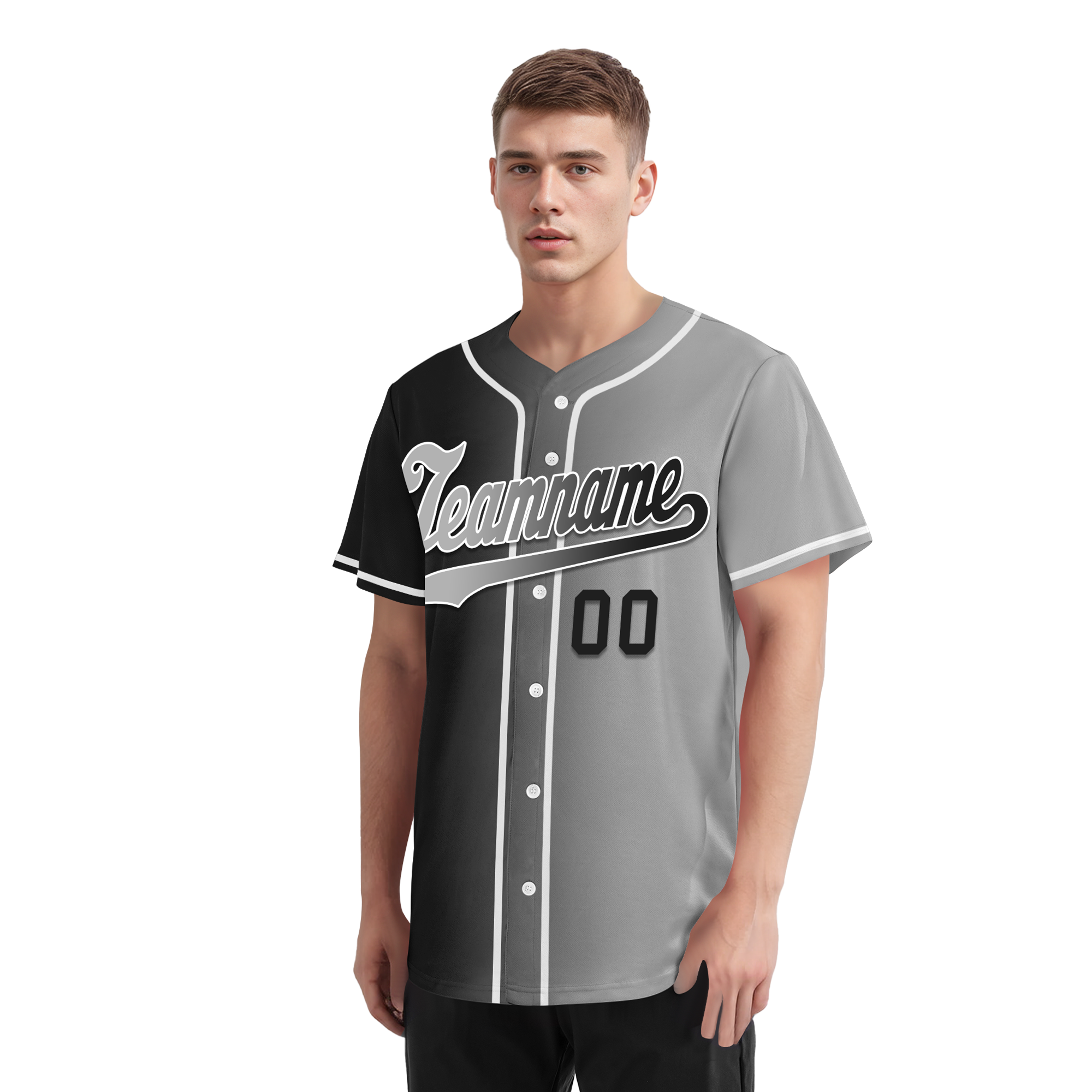 Custom Black Grey Gradient Fashion Personalized Authentic Baseball Jersey BSBJ01-D0a7a07