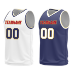 Custom White Blue Classic Style Reversible Basketball Uniform Personalized COOLMAX BBJR-D017030