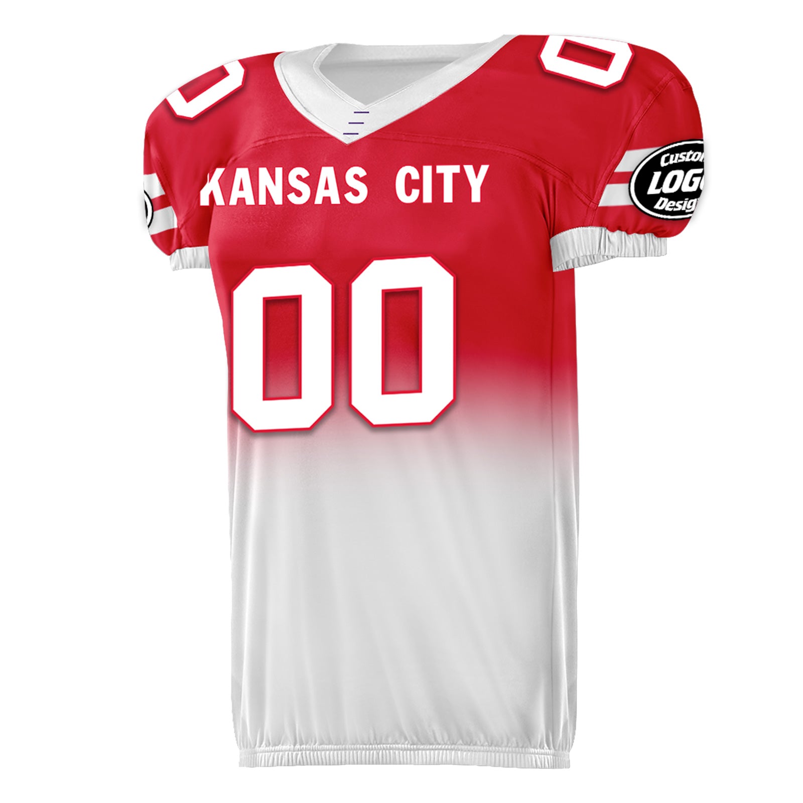 Custom Red White Fade Fashion Kansas City High-Performance American Football Jersey FBJ06-D020252-18