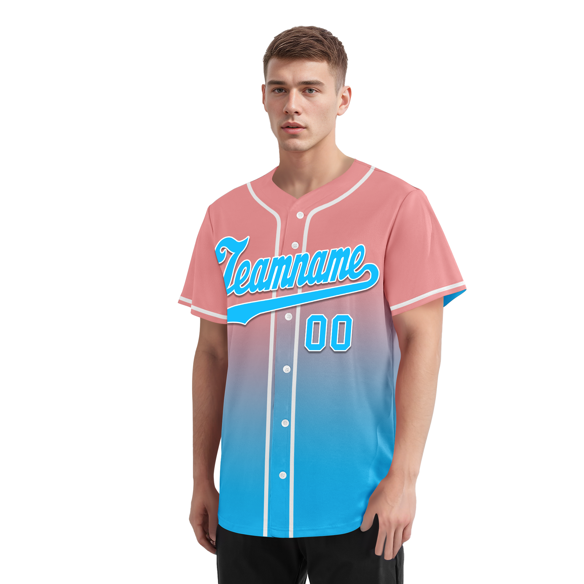 Custom Pink Blue Fade Fashion Personalized Authentic Baseball Jersey BSBJ01-D0a70f8