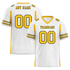 Custom White Yellow Striped Sleeves Personalized Authentic Football Jersey FBJ02-D06052