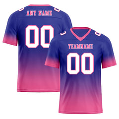 Custom Blue Pink Fade Fashion Personalized Authentic Football Jersey FBJ02-D06090