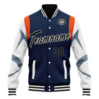 Custom Blue Denver Jacket Bomber Full-Snap Varsity Letterman Personalized Jacket FZ005-D025004-12