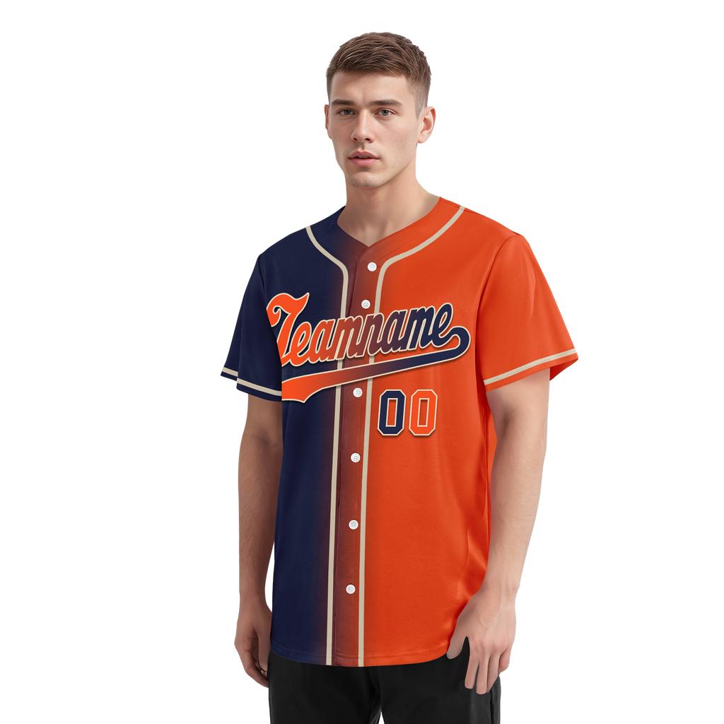 Custom Blue Orange Gradient Fashion Personalized Authentic Baseball Jersey BSBJ01-D0a7089