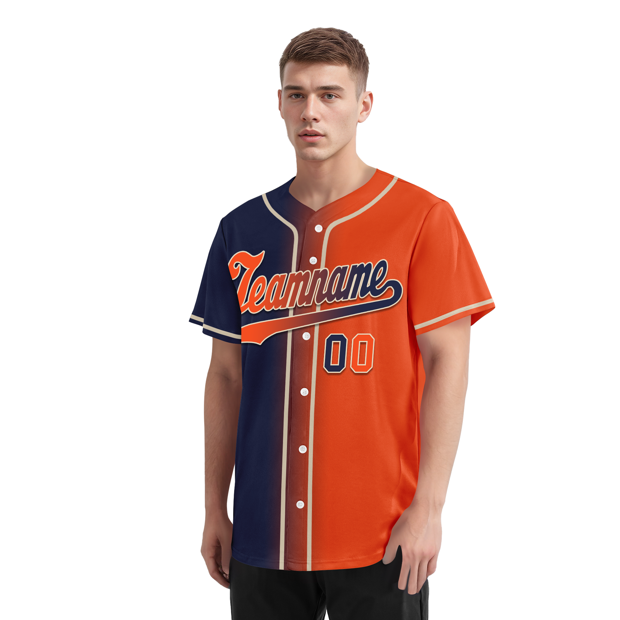 Custom Blue Orange Gradient Fashion Personalized Authentic Baseball Jersey BSBJ01-D0a7089
