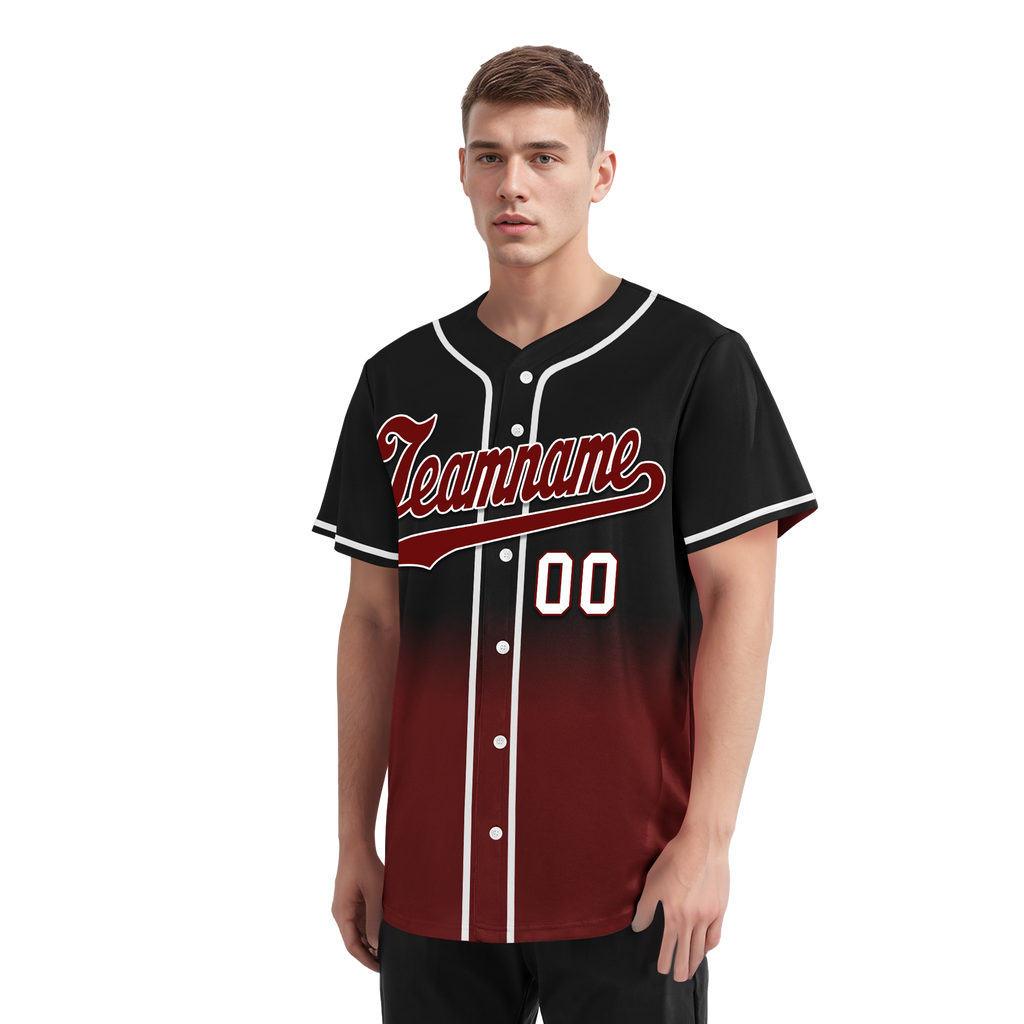 Custom Black Red Fade Fashion Personalized Authentic Baseball Jersey BSBJ01-D0a70f0
