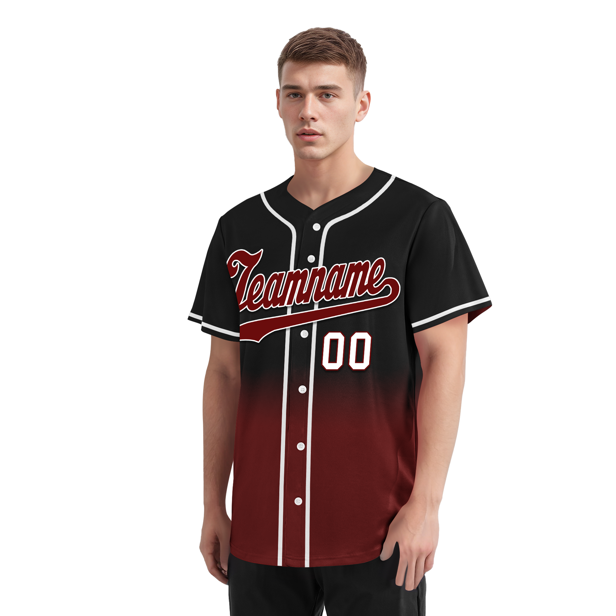 Custom Black Red Fade Fashion Personalized Authentic Baseball Jersey BSBJ01-D0a70f0
