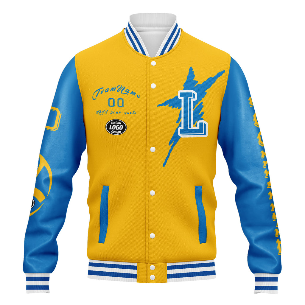 Custom Yellow Blue Los Angeles Jacket and Sports Shoes Combo Offer Personalized Combo ZH-D020294-22