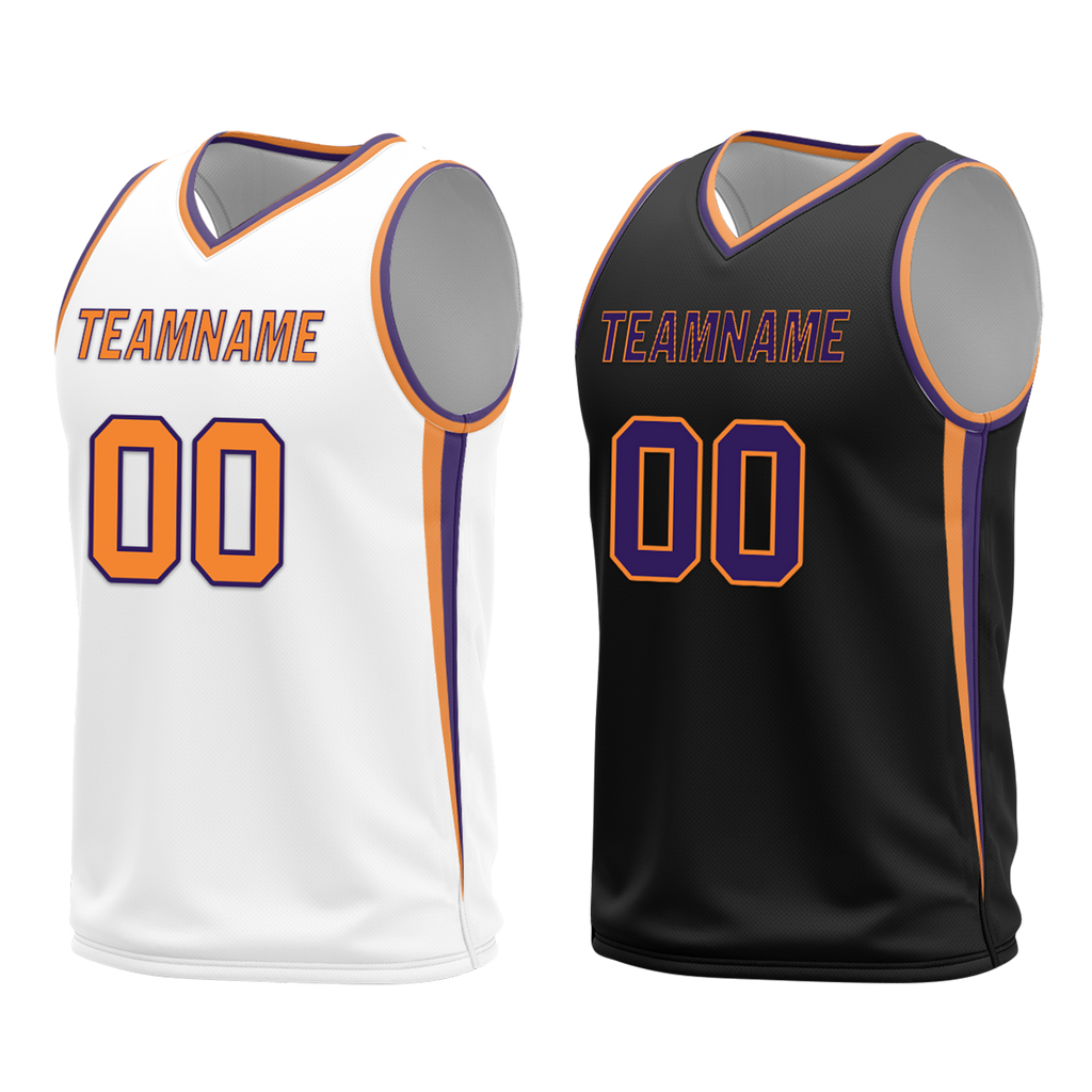 Custom White Black Classic Style Reversible Basketball Uniform Personalized Ordinary BBJR-D017057