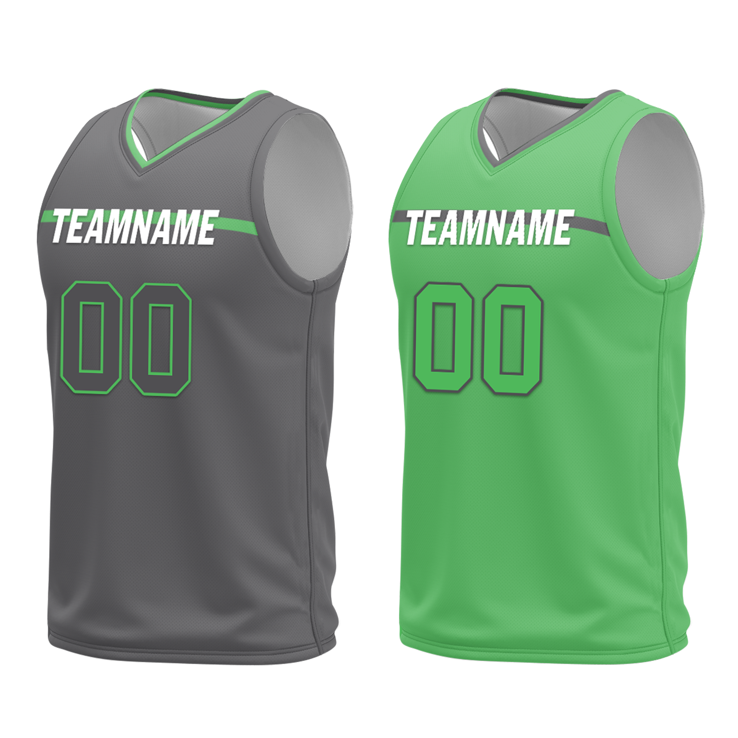 Custom Gray Green Classic Style Reversible Basketball Uniform Personalized COOLMAX BBJR-D017046