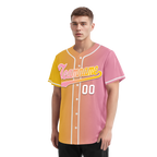 Custom Yellow Pink Gradient Fashion Personalized Authentic Baseball Jersey BSBJ01-D0a7aac