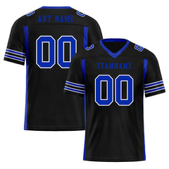 Custom Blue Black Striped Sleeves Personalized Authentic Football Jersey FBJ02-D06072