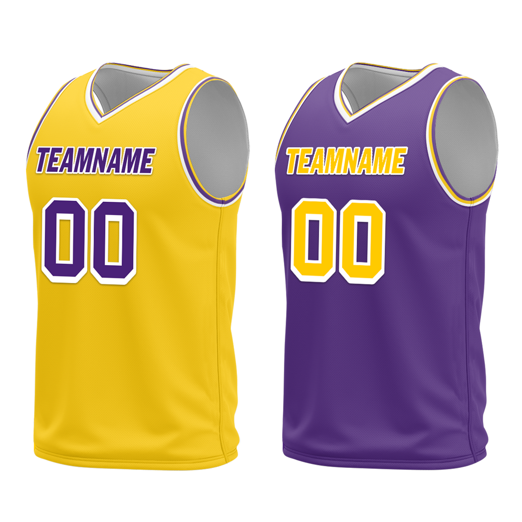 Custom Yellow Purple Classic Style Reversible Basketball Uniform Personalized Ordinary BBJR-D017034