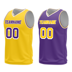 Custom Yellow Purple Classic Style Reversible Basketball Uniform Personalized Ordinary BBJR-D017034