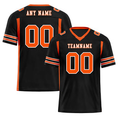 Custom Black Orange Striped Sleeves Personalized Authentic Football Jersey FBJ02-D06045