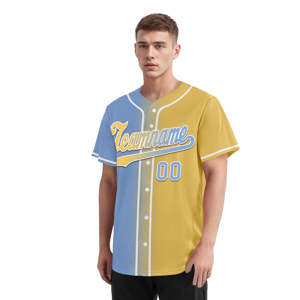 Custom Blue Yellow Gradient Fashion Personalized Authentic Baseball Jersey BSBJ01-D0a7079