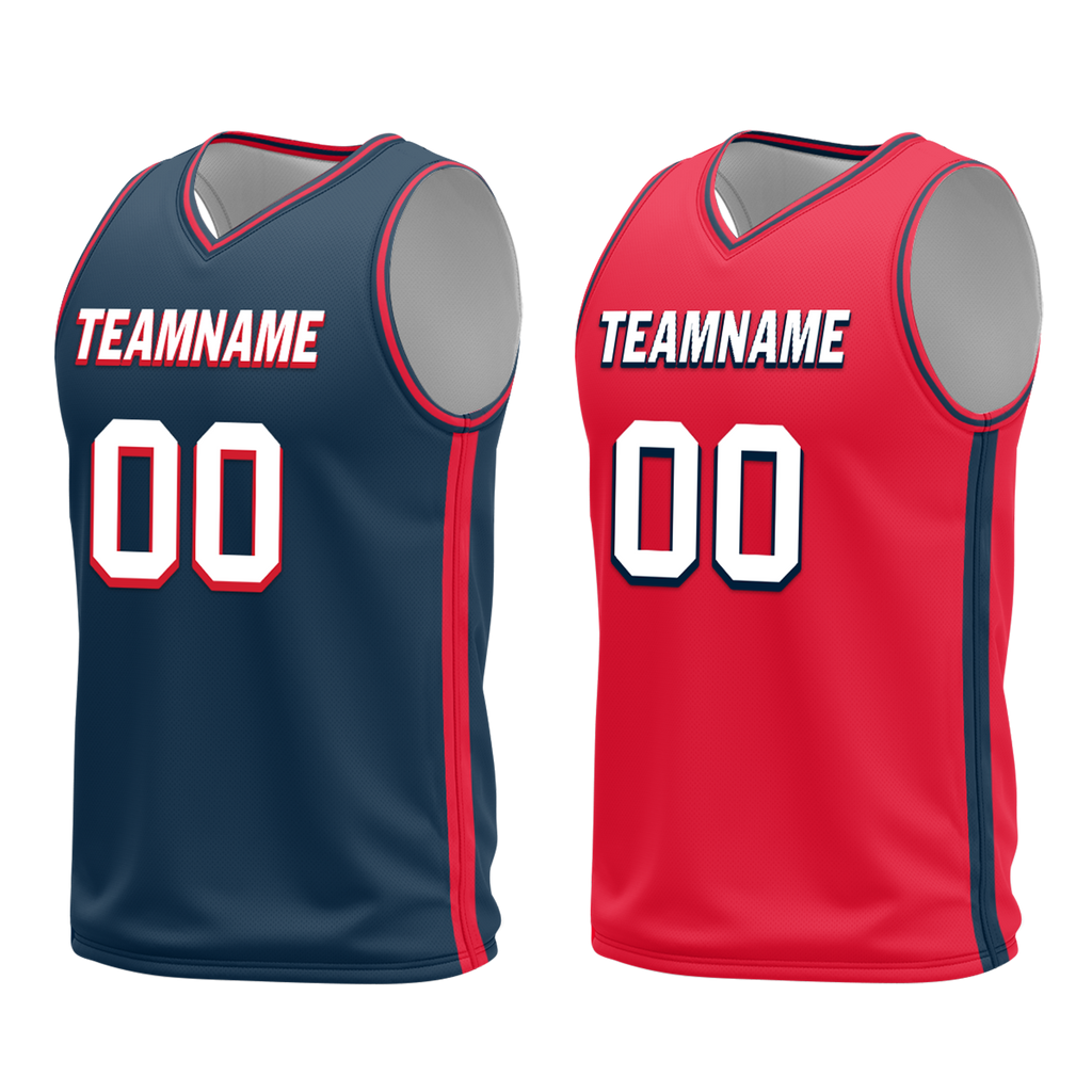 Custom Blue Red Classic Style Reversible Basketball Uniform Personalized Ordinary BBJR-D017021