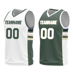 Custom White Green Classic Style Reversible Basketball Uniform Personalized COOLMAX BBJR-D017010