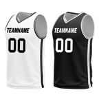 Custom White Black Classic Style Reversible Basketball Uniform Personalized COOLMAX BBJR-D017008