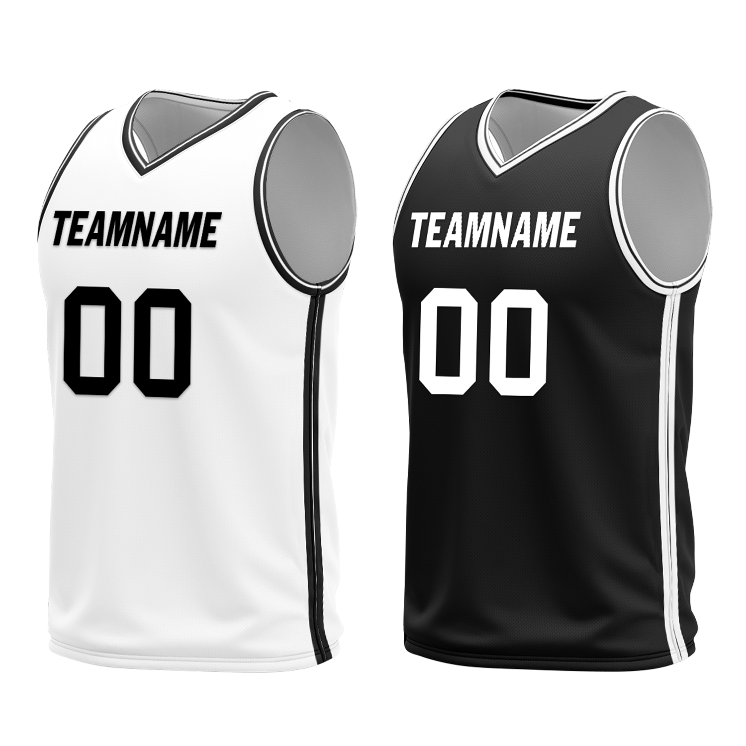Custom White Black Classic Style Reversible Basketball Uniform Personalized COOLMAX BBJR-D017008