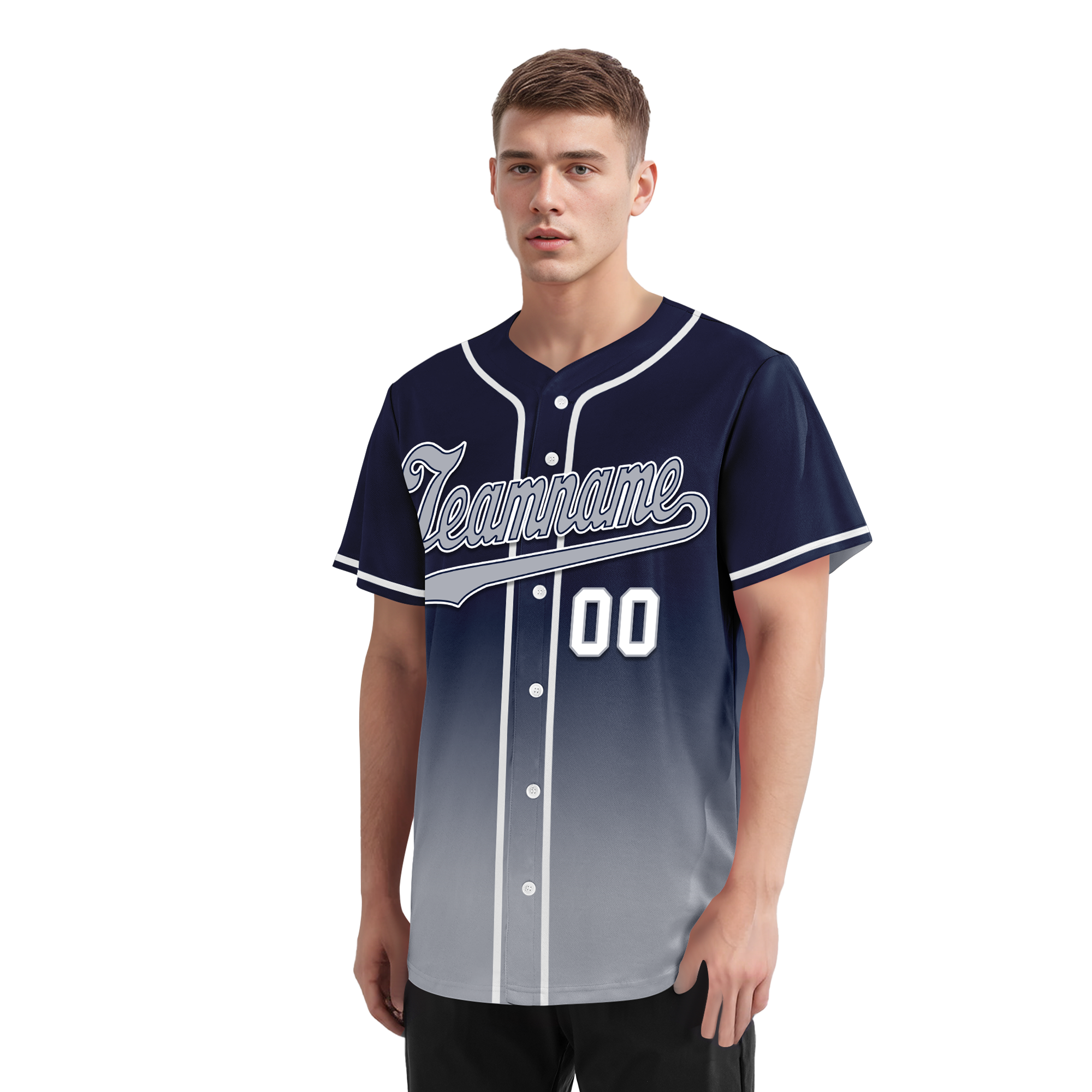 Custom Blue Grey Fade Fashion Personalized Authentic Baseball Jersey BSBJ01-D0a70b8