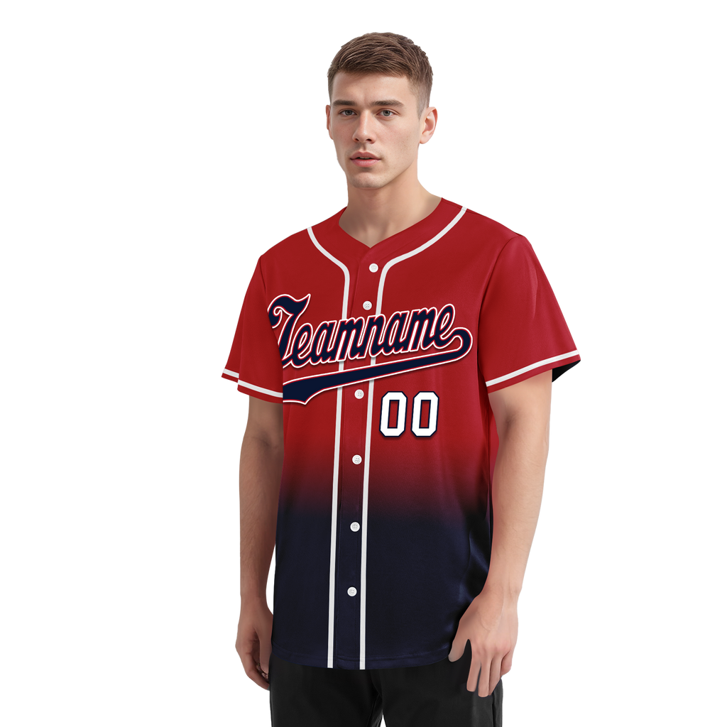 Custom Red Blue Fade Fashion Personalized Authentic Baseball Jersey BSBJ01-D0a70bc