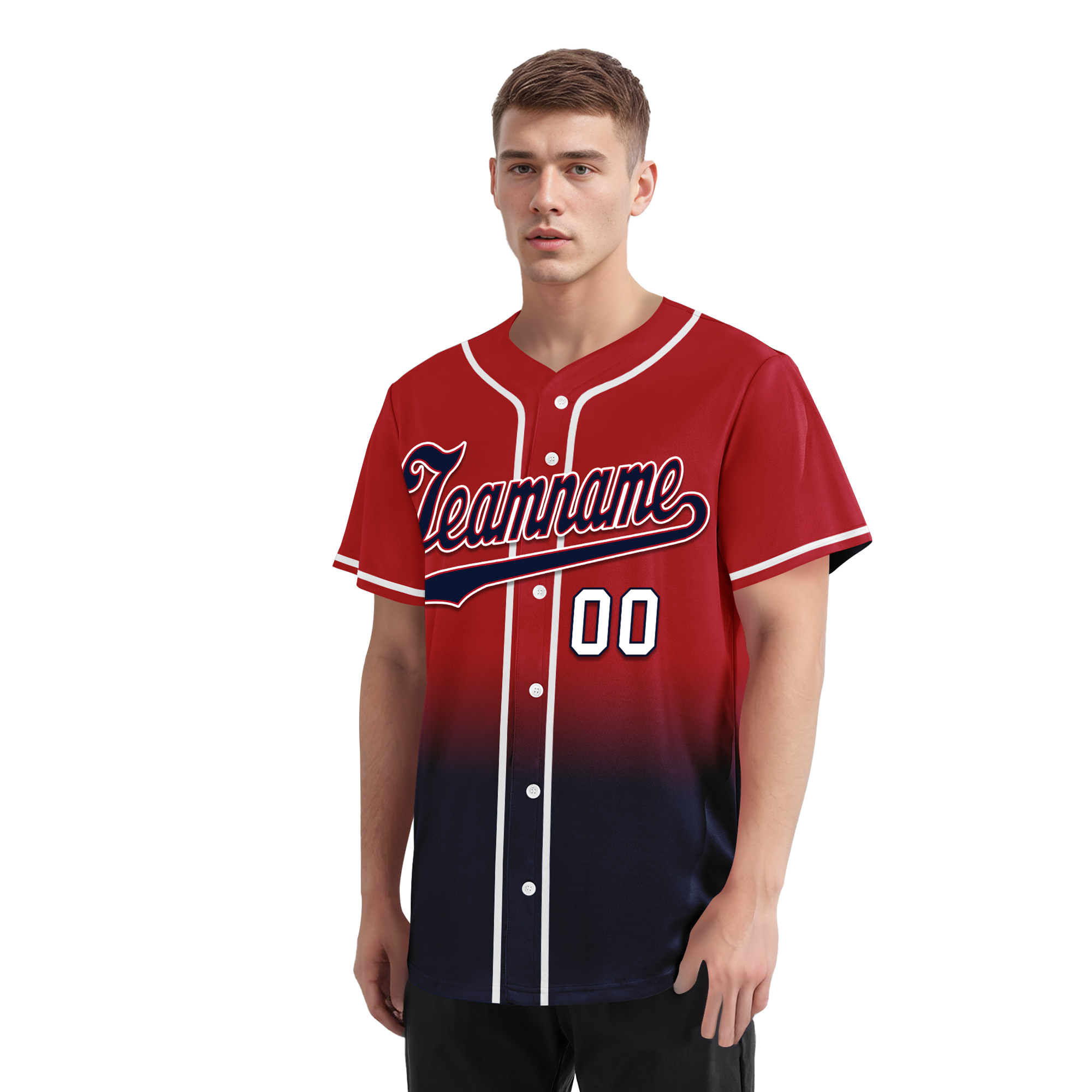 Custom Red Blue Fade Fashion Personalized Authentic Baseball Jersey BSBJ01-D0a70bc