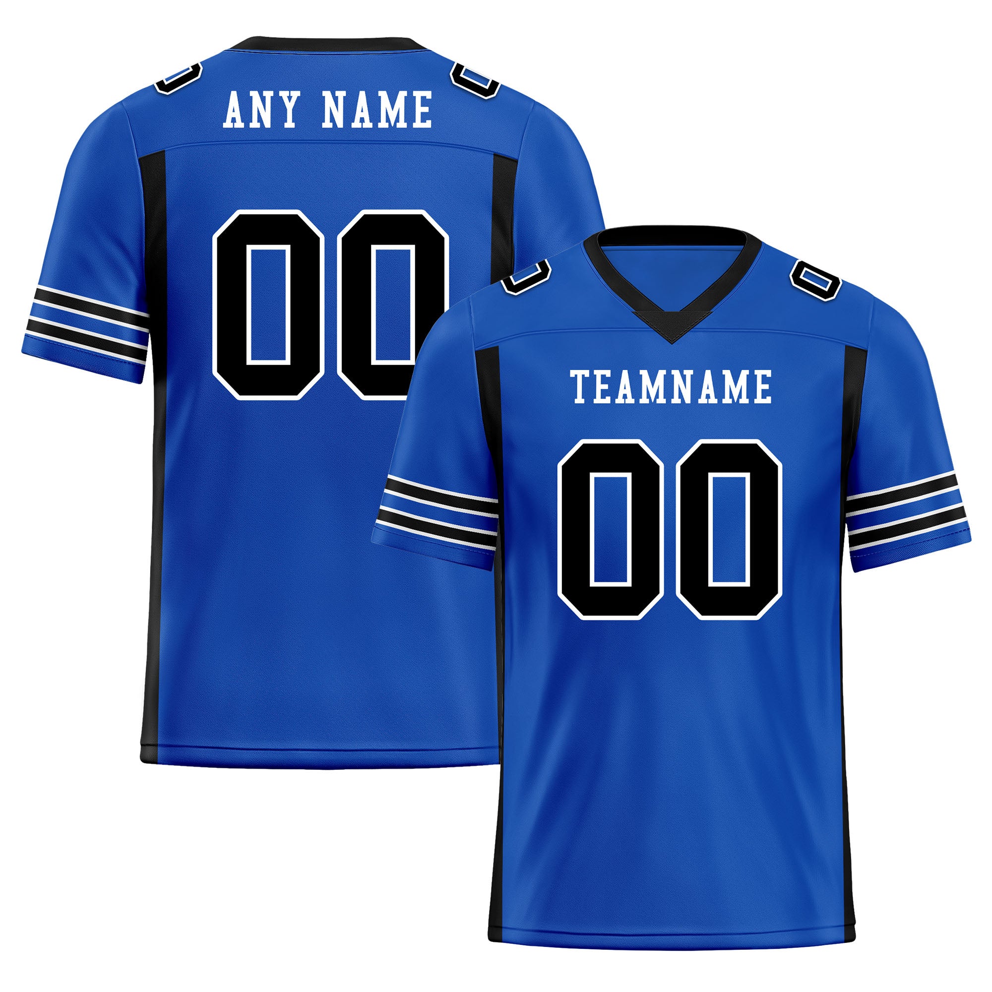 Custom Blue Black Striped Sleeves Personalized Authentic Football Jersey FBJ02-D06071