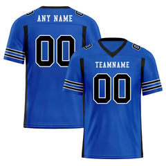 Custom Blue Black Striped Sleeves Personalized Authentic Football Jersey FBJ02-D06071