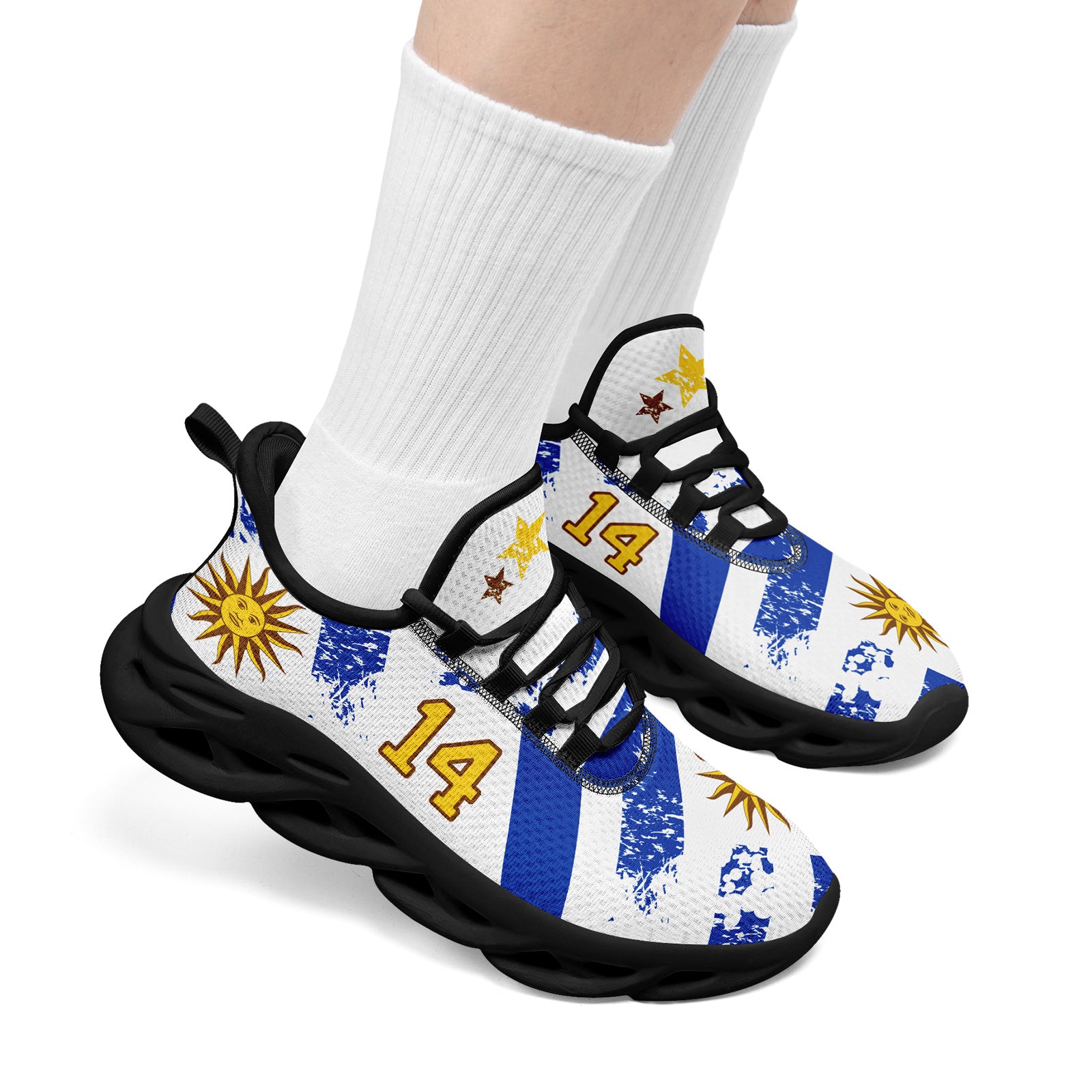Custom Uruguay 2026 World Cup Sneakers DIY Country Flag Running Shoes Lightweight Sport Shoes Gift for Football Fans Personalized Team Name and Logo FN003-F009122-10