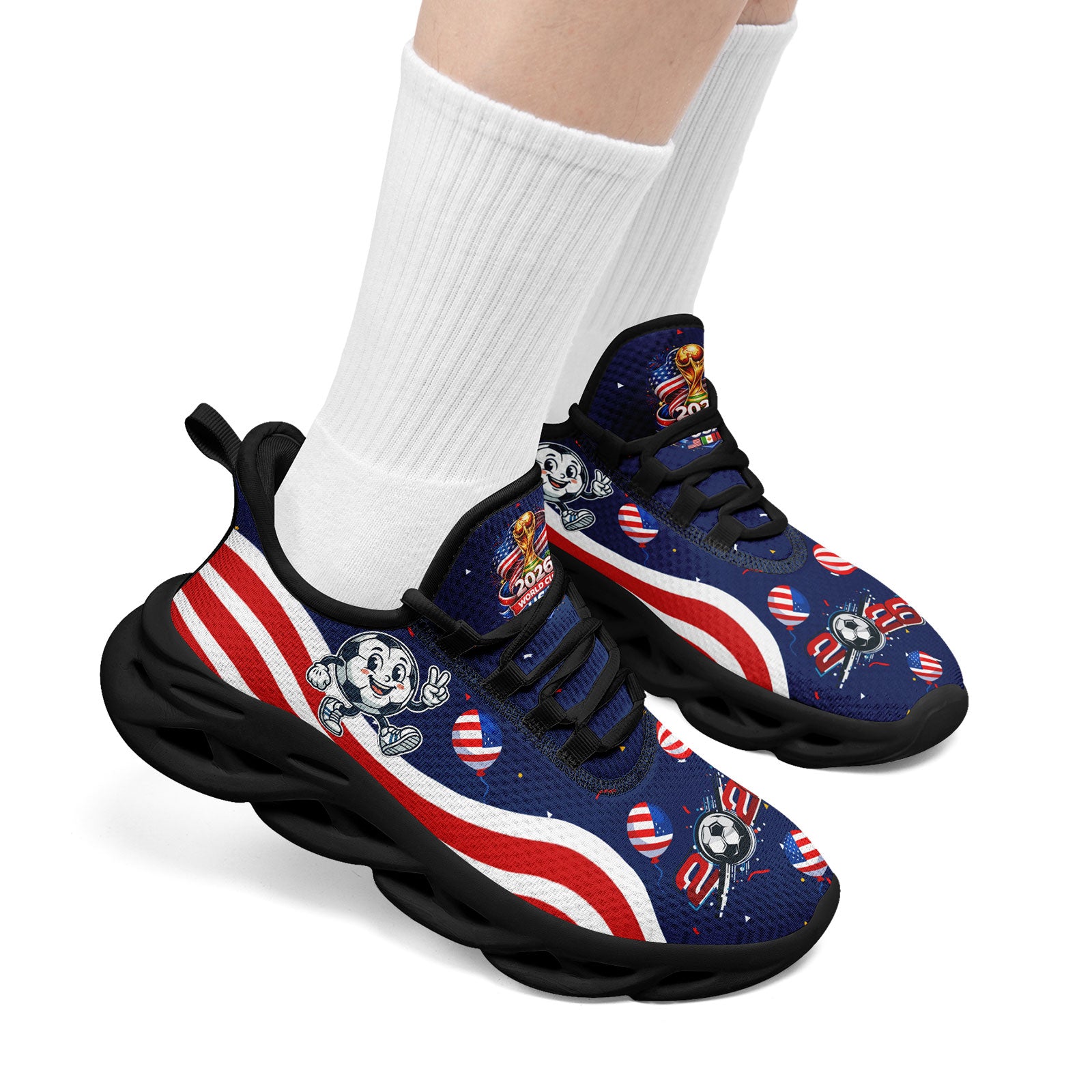 Custom United States 2026 World Cup Sneakers DIY Country Flag Running Shoes Lightweight Sport Shoes Gift for Football Fans Personalized Team Name and Logo FN003-F028035-3