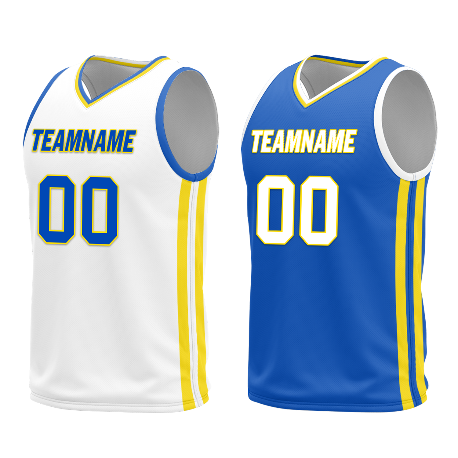 Custom White Blue Classic Style Reversible Basketball Uniform Personalized Ordinary BBJR-D017004