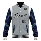 Custom Gray Seattle Jacket Bomber Full-Snap Varsity Letterman Personalized Jacket FZ005-D025004-27
