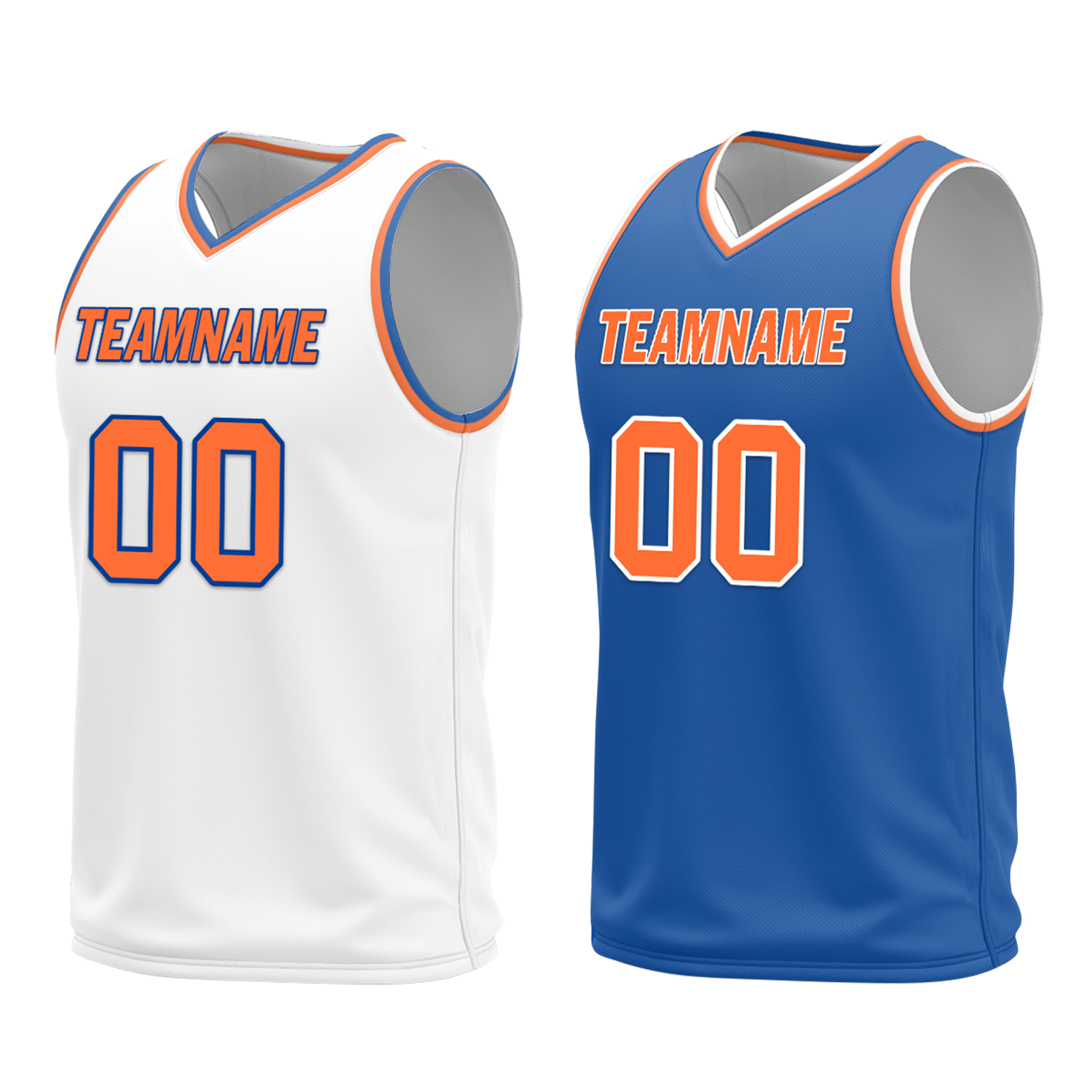 Custom White Blue Classic Style Reversible Basketball Uniform Personalized Ordinary BBJR-D017016