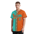 Custom Cyan Orange Gradient Fashion Personalized Authentic Baseball Jersey BSBJ01-D0a7087