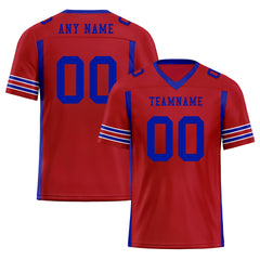 Custom Blue Red Striped Sleeves Personalized Authentic Football Jersey FBJ02-D06057