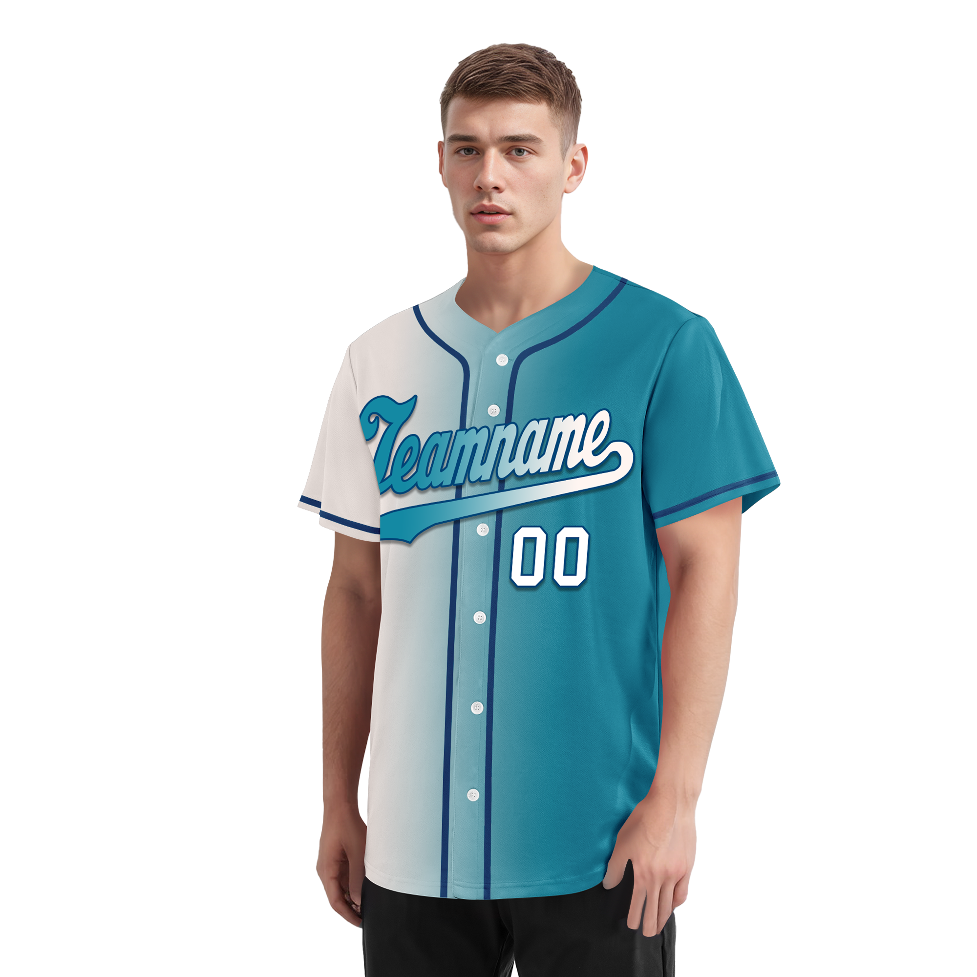Custom White Blue Gradient Fashion Personalized Authentic Baseball Jersey BSBJ01-D0a7ab0
