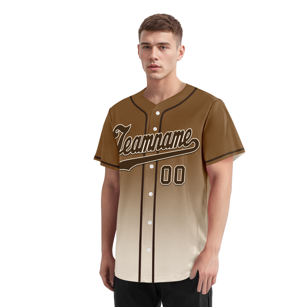 Custom Brown White Fade Fashion Personalized Authentic Baseball Jersey BSBJ01-D0a70fe