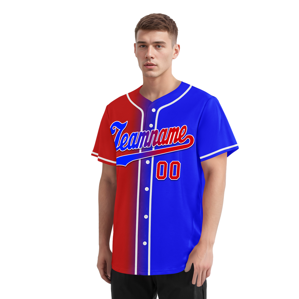 Custom Red Blue Gradient Fashion Personalized Authentic Baseball Jersey BSBJ01-D0a707b