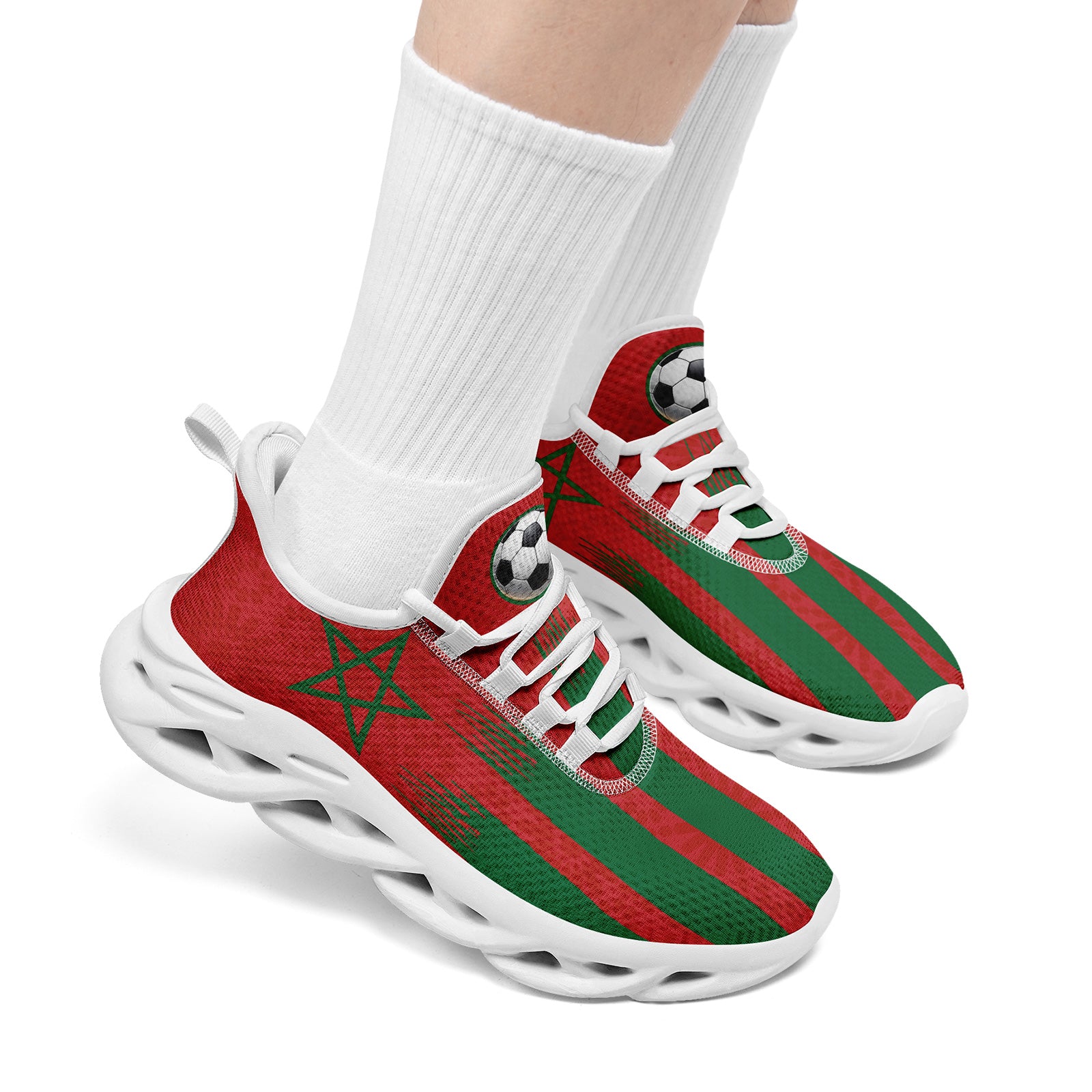 Custom Morocco 2026 World Cup Sneakers DIY Country Flag Running Shoes Lightweight Sport Shoes Gift for Football Fans Personalized Team Name and Logo FN003-F009073-2