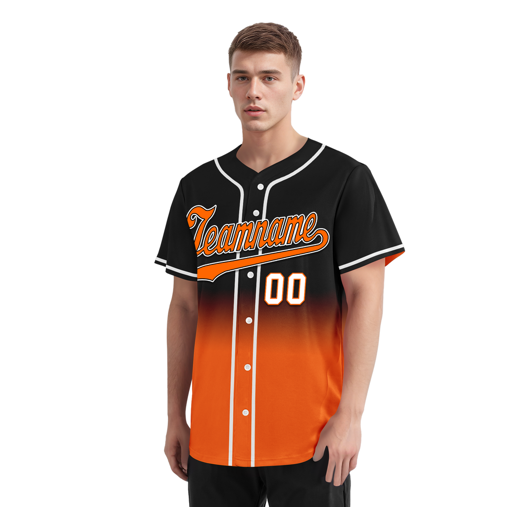 Custom Black Orange Fade Fashion Personalized Authentic Baseball Jersey BSBJ01-D0a70ce