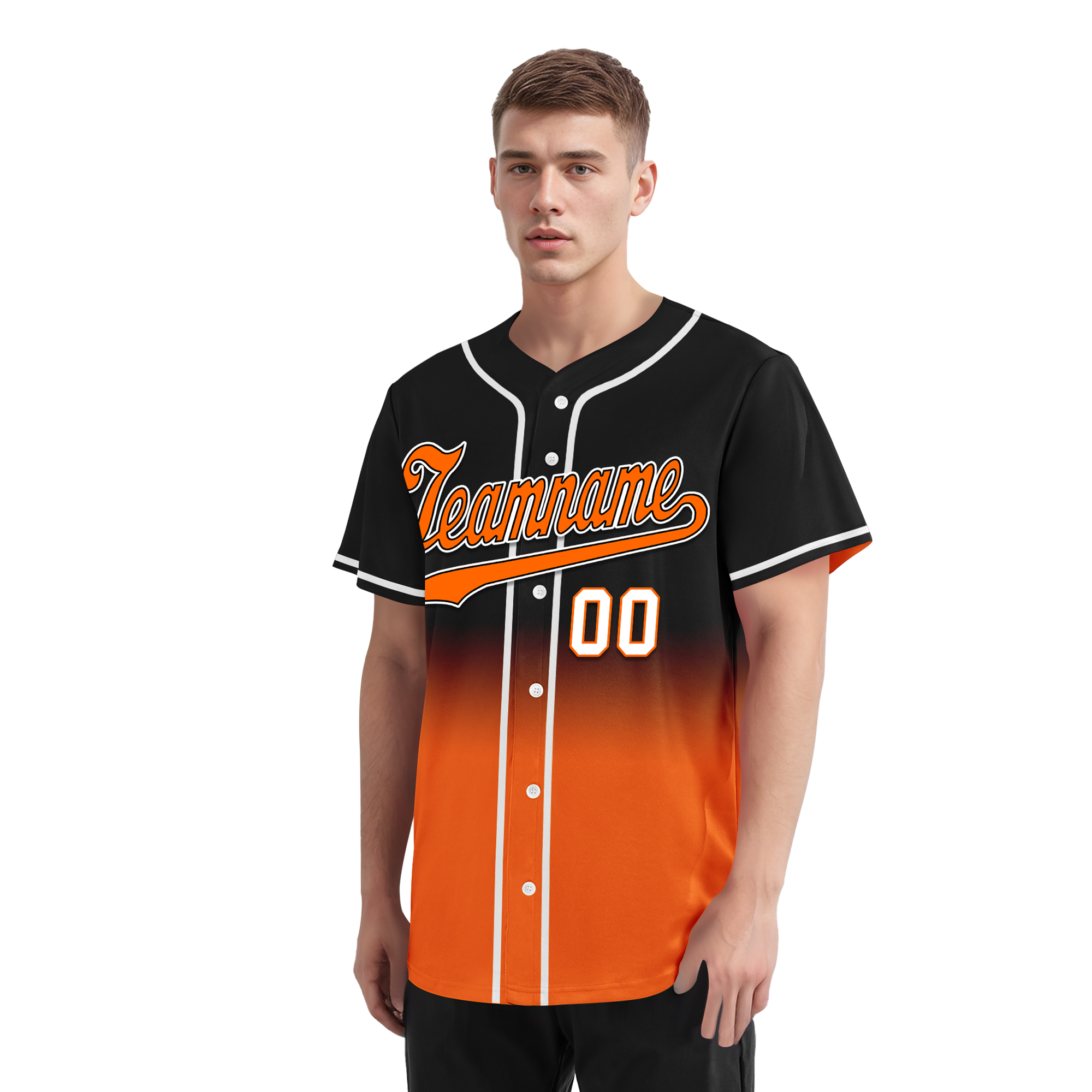 Custom Black Orange Fade Fashion Personalized Authentic Baseball Jersey BSBJ01-D0a70ce