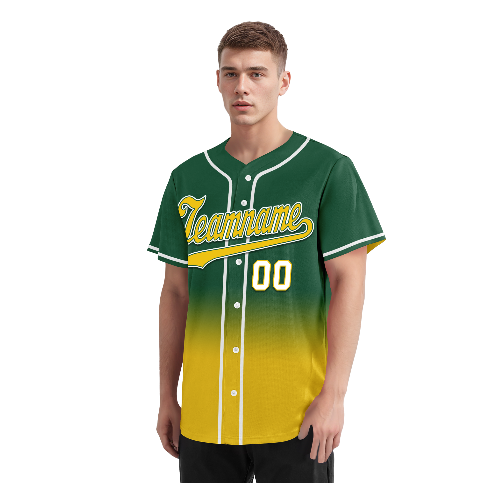 Custom Green Yellow Fade Fashion Personalized Authentic Baseball Jersey BSBJ01-D0a70ca
