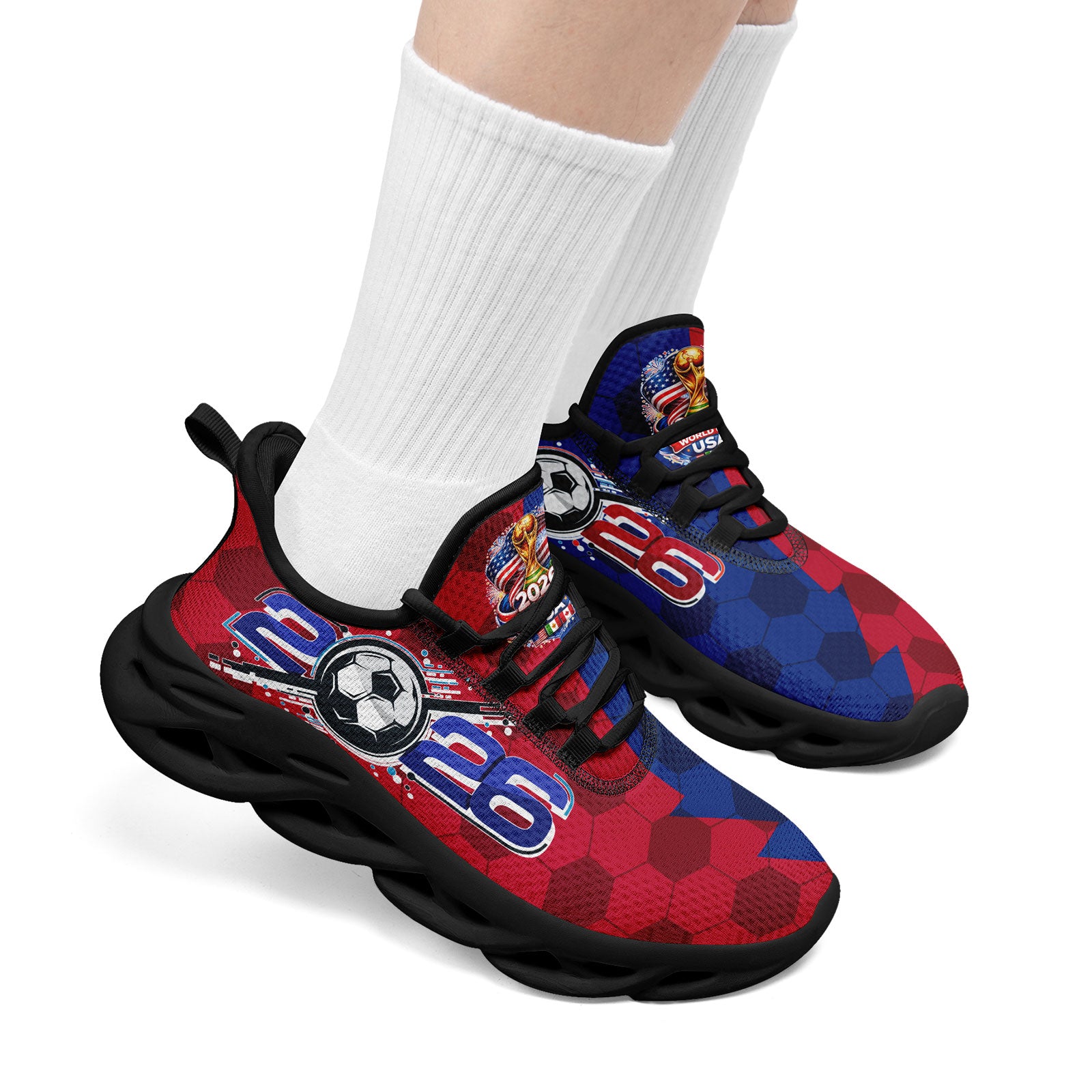 Custom United States 2026 World Cup Sneakers DIY Country Flag Running Shoes Lightweight Sport Shoes Gift for Football Fans Personalized Team Name and Logo FN003-F028035-4