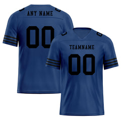 Custom Dark Blue Black Striped Sleeves Personalized Authentic Football Jersey FBJ02-D06034