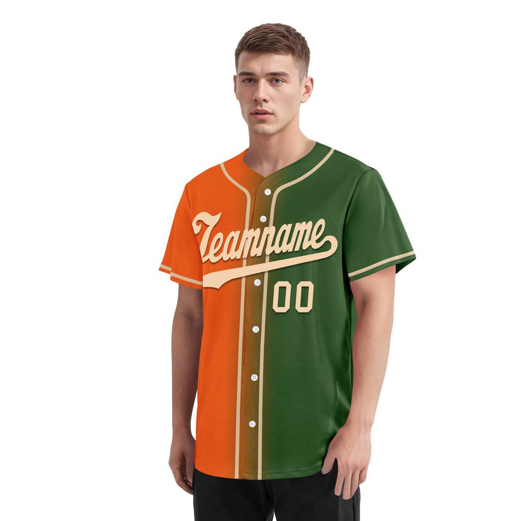 Custom Orange Green Gradient Fashion Personalized Authentic Baseball Jersey BSBJ01-D0a708d